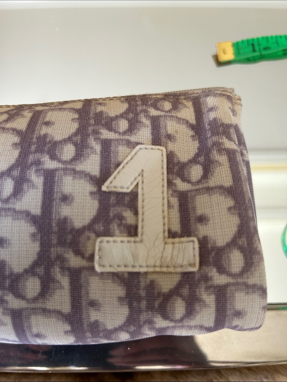 Dior Lavender Oblique Canvas Cosmetic Pouch with White '1' Appliqué ..Callouts - Picture 14 of 15